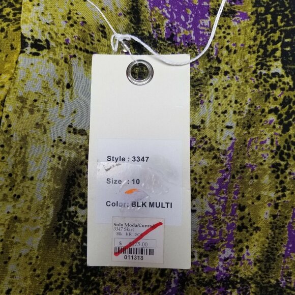 New Solo Moda Womens Straight Skirt Style 3347 Size 10 Black Multicolor - Picture 3 of 8